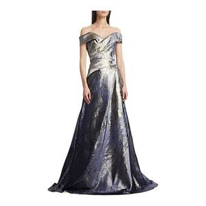 Rene Ruiz Metallic Off-the-Shoulder Gown size 4 NWT